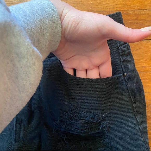 Black Distressed Denim Shorts - Picture 4 of 11